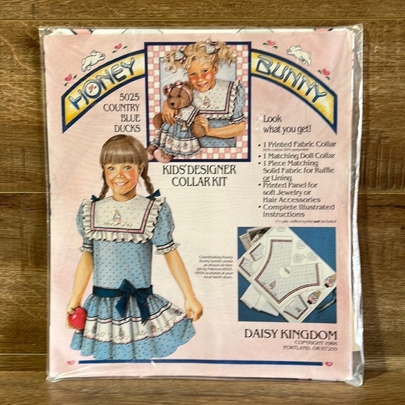 1988 Honey Bunny Kids Designer Collar Kit Daisy Kingdom Country Blue Ducks #5025 - Picture 2 of 9
